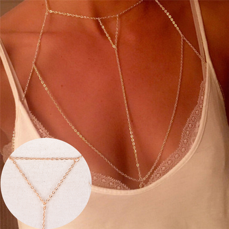 Body Jewelry In Bulk - Gold Silver Fashion Link Chain Bra
