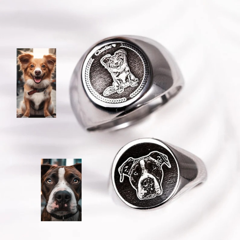 Body Jewelry Wholesale - Custom Engrave Photo Signet Ring For