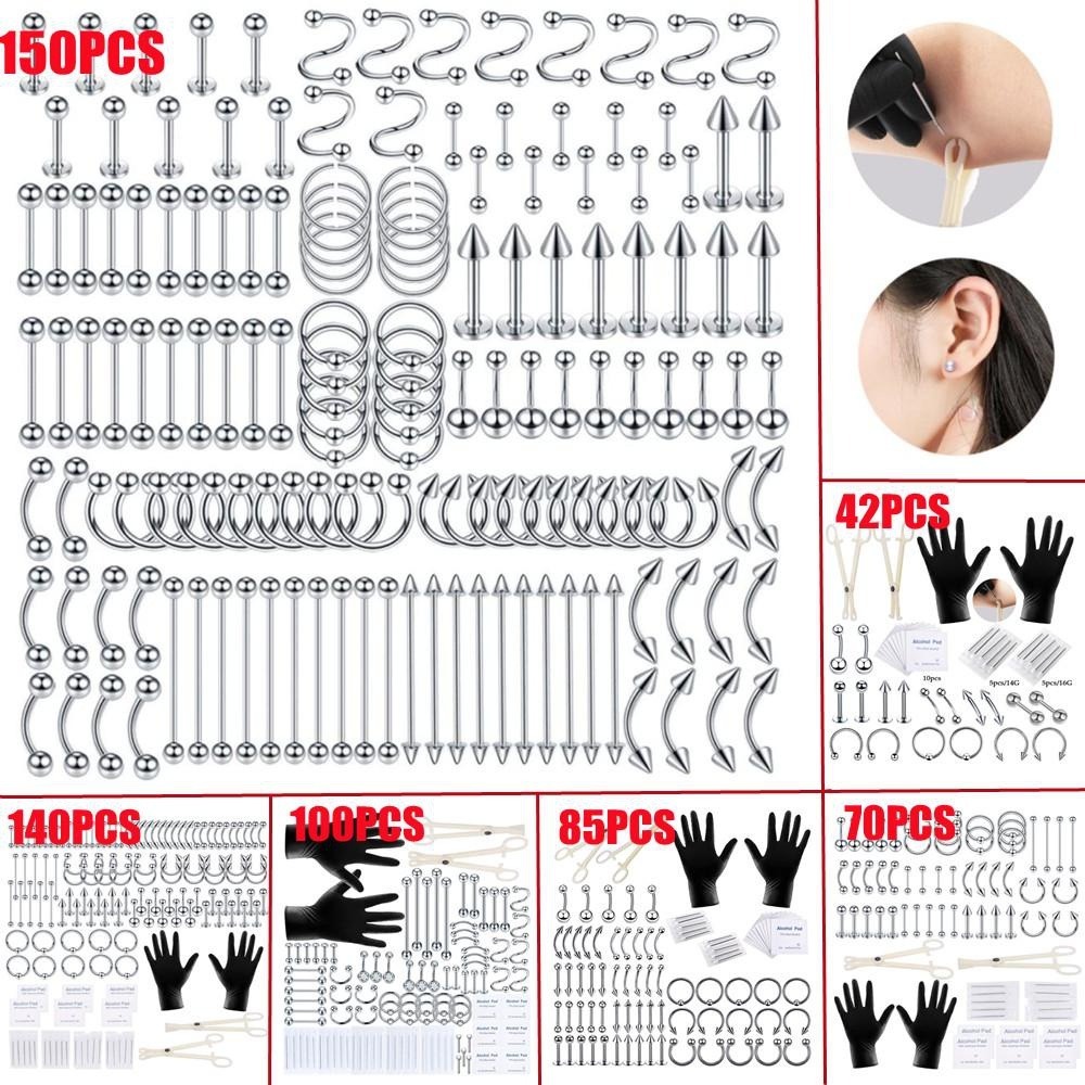 Body Jewelry Tattoo - 150/140/85/70/42Pcs Body Piercing Kit Jewelry Tool