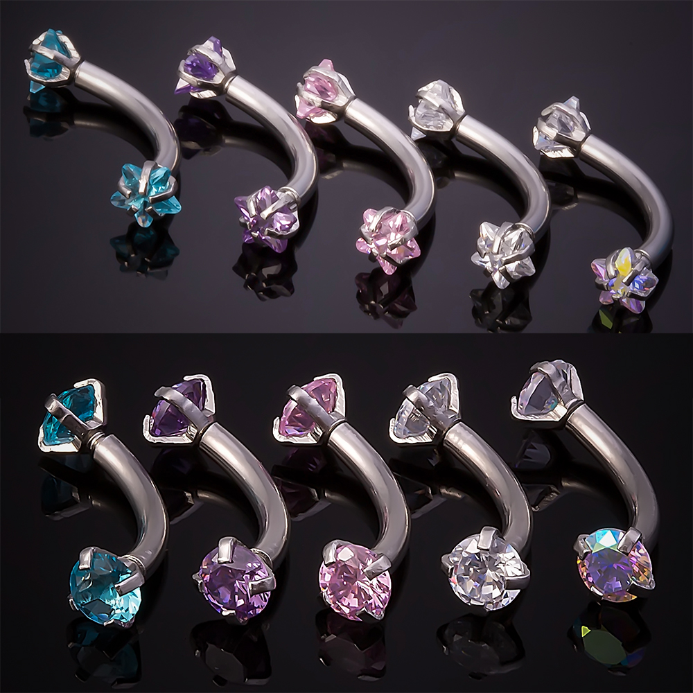 Eyebrow Curved Barbell - 1pc Steel Cubic Zirconia Eyebrow Piercing