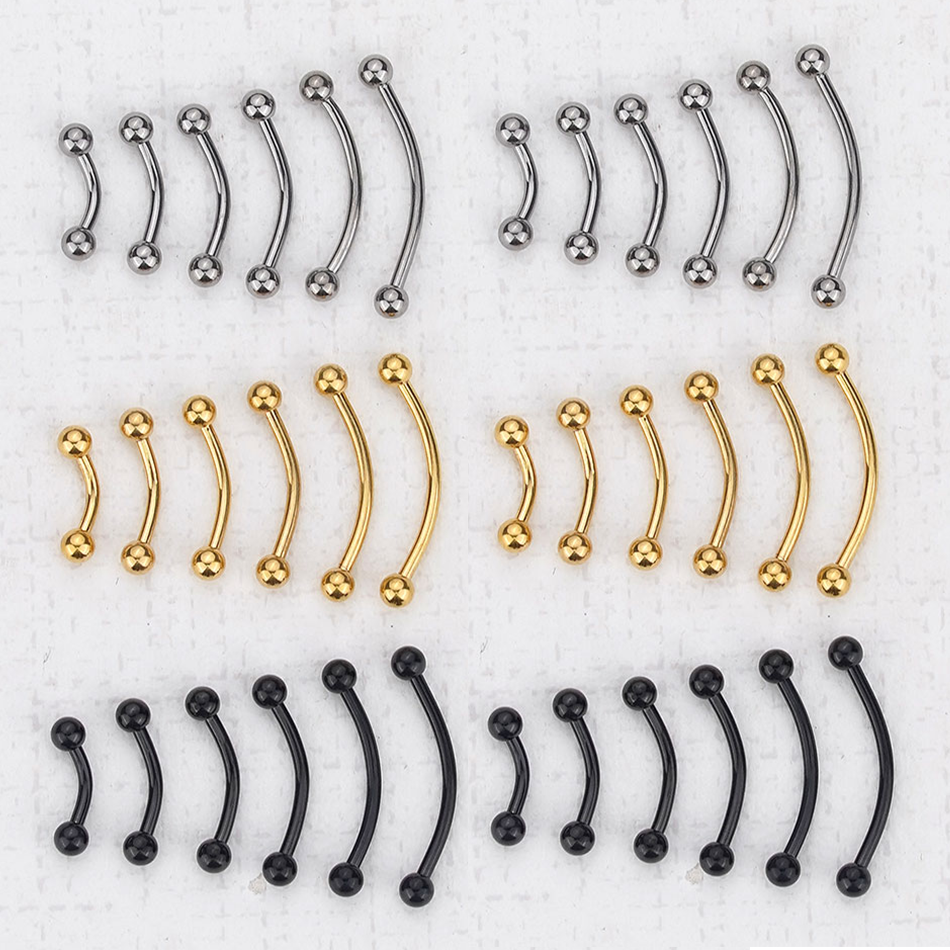Eyebrow Curved Barbell - 1pc Titanium Ball Eyebrow Piercing Externally