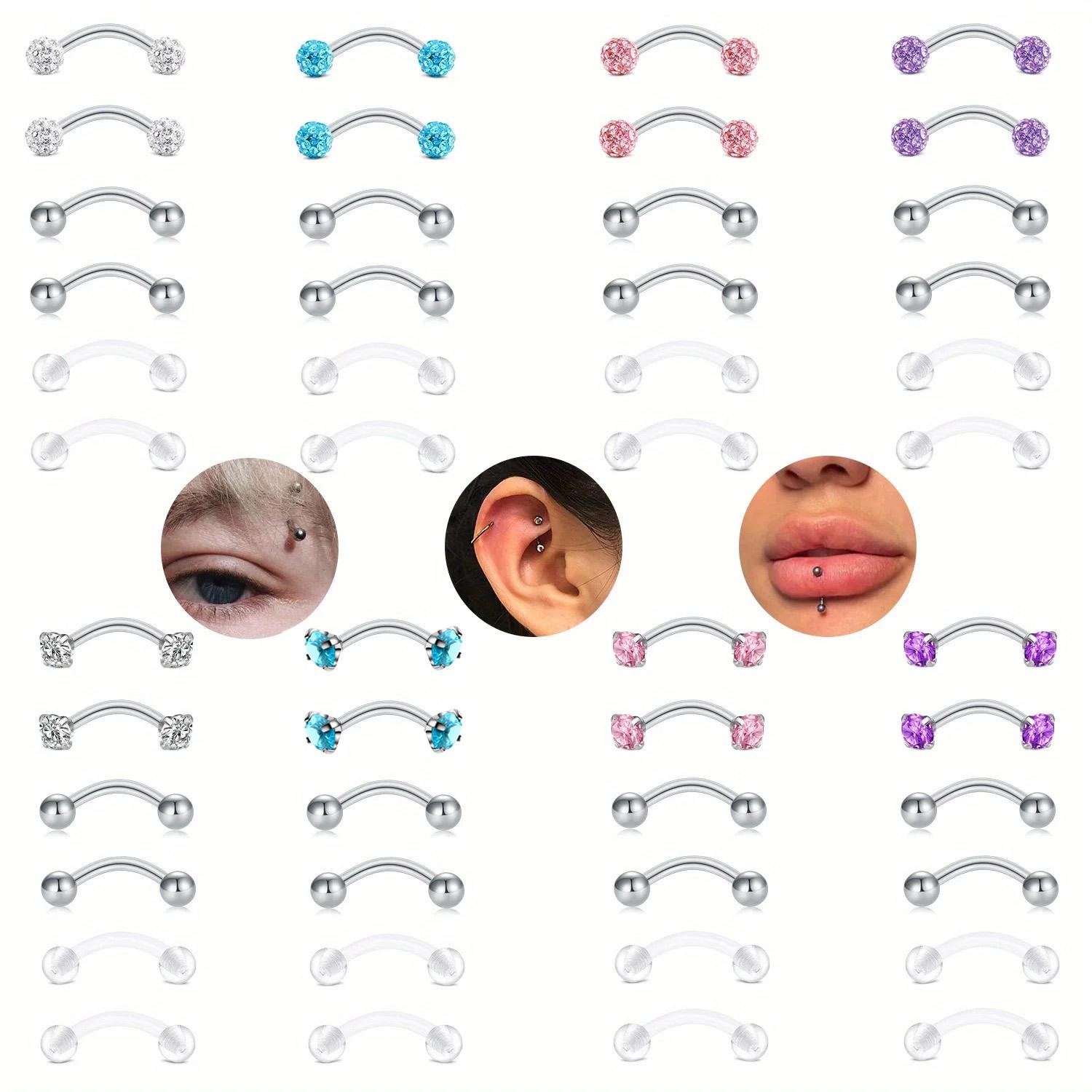 Eyebrow Curved Barbell - 6pcs/Set Elegant Cute 16G Curved Barbell