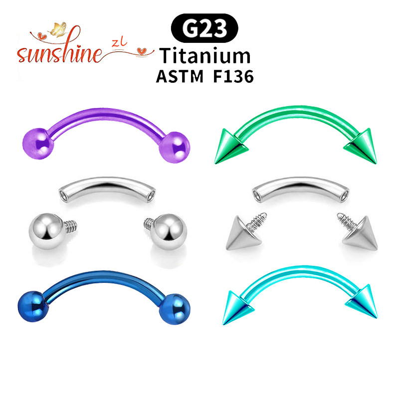 Eyebrow Curved Barbell - 2PCS Internal Thread G23 Titanium Curved