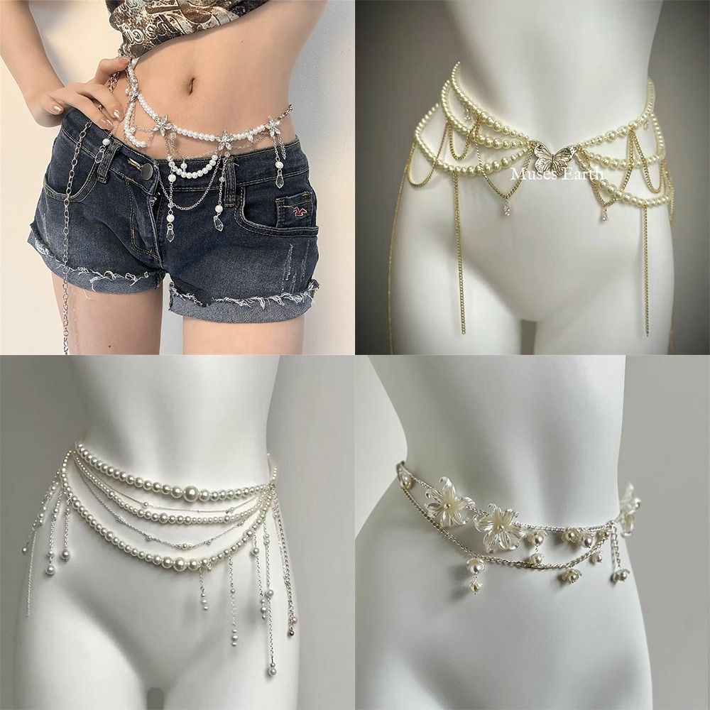 Body Jewelry In Bulk - Fashion Elegant Pearl Waist Chains Waist