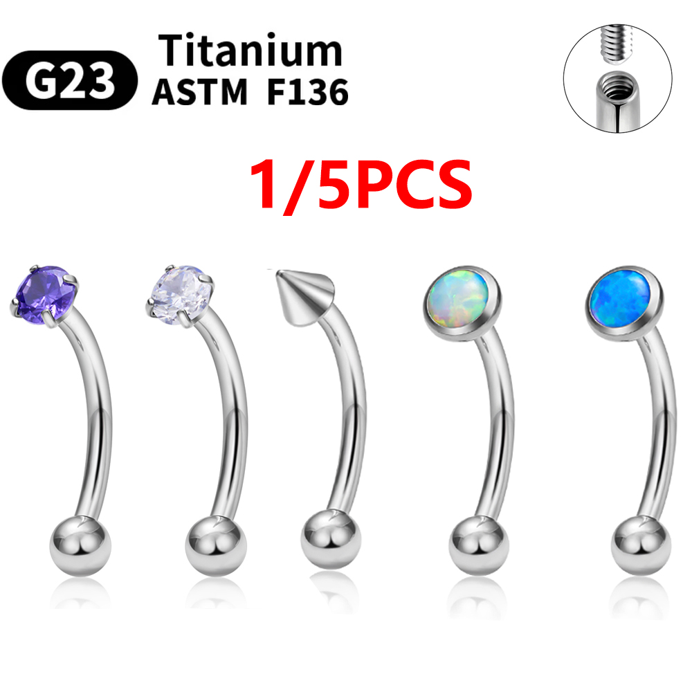 Eyebrow Curved Barbell - 1/5PCS ASTM F136 Titanium Internal Thread