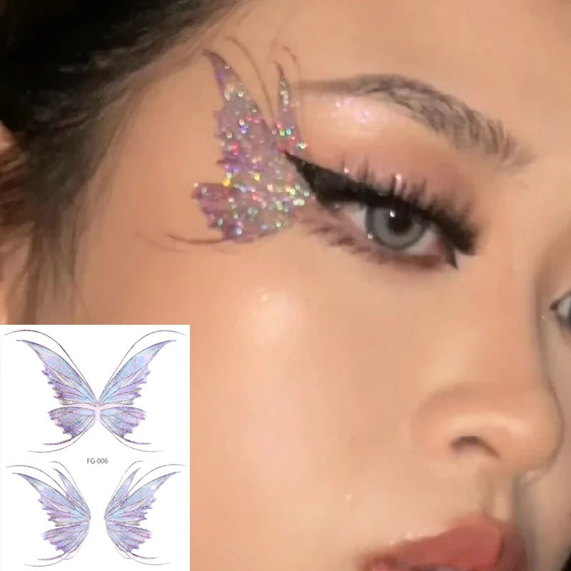 Body Jewelry Tattoo - Fairy Butterfly Wings Shiny Tattoo Sticker
