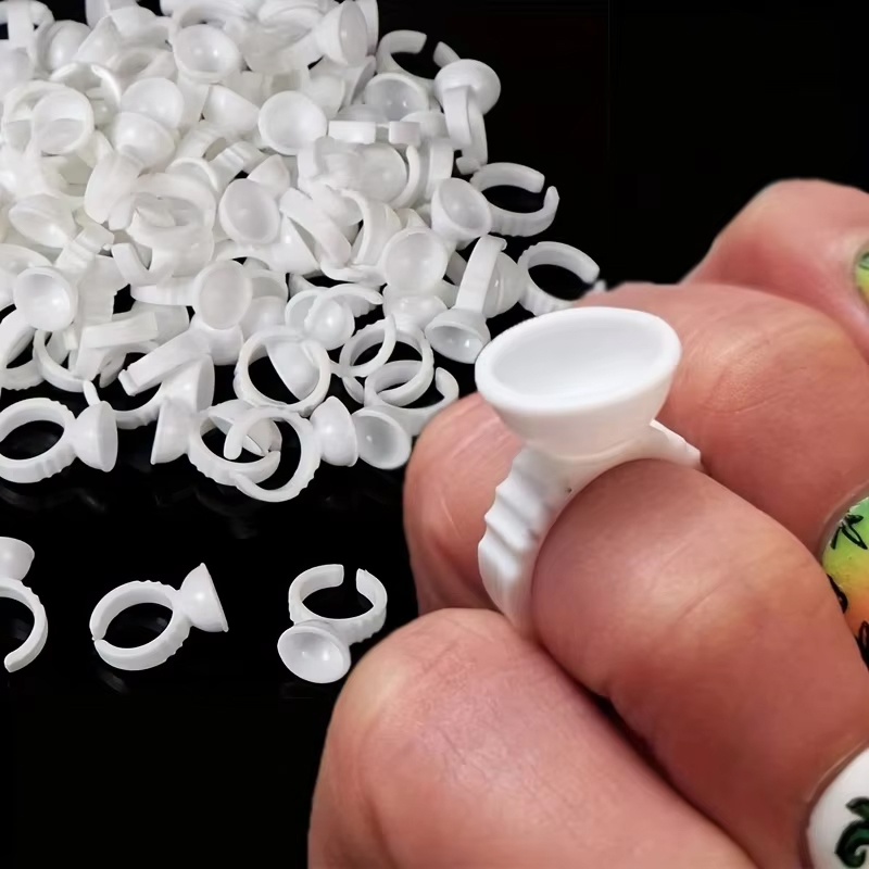 Body Jewelry Tattoo - 100 Disposable White Glue Holder Rings,