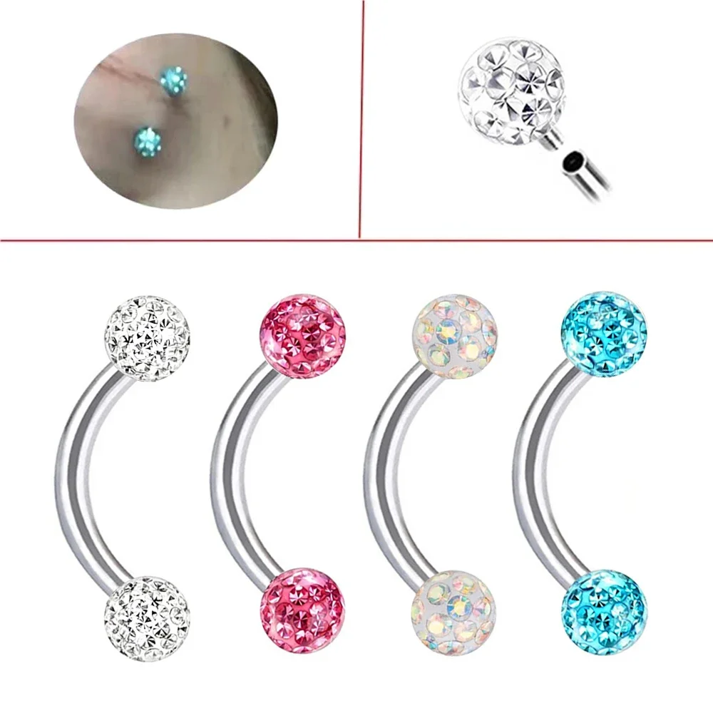 Multi Color Epoxy Crystal 6-10 - Eyebrow Curved Barbell recension och pris