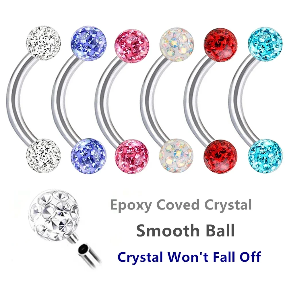 Multi Color Epoxy Crystal 6-10 - Eyebrow Curved Barbell recension och pris