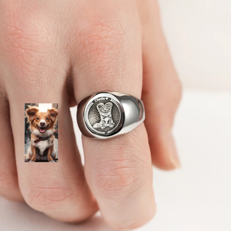Custom Engrave Photo Signet Ri - Body Jewelry Wholesale recension och pris