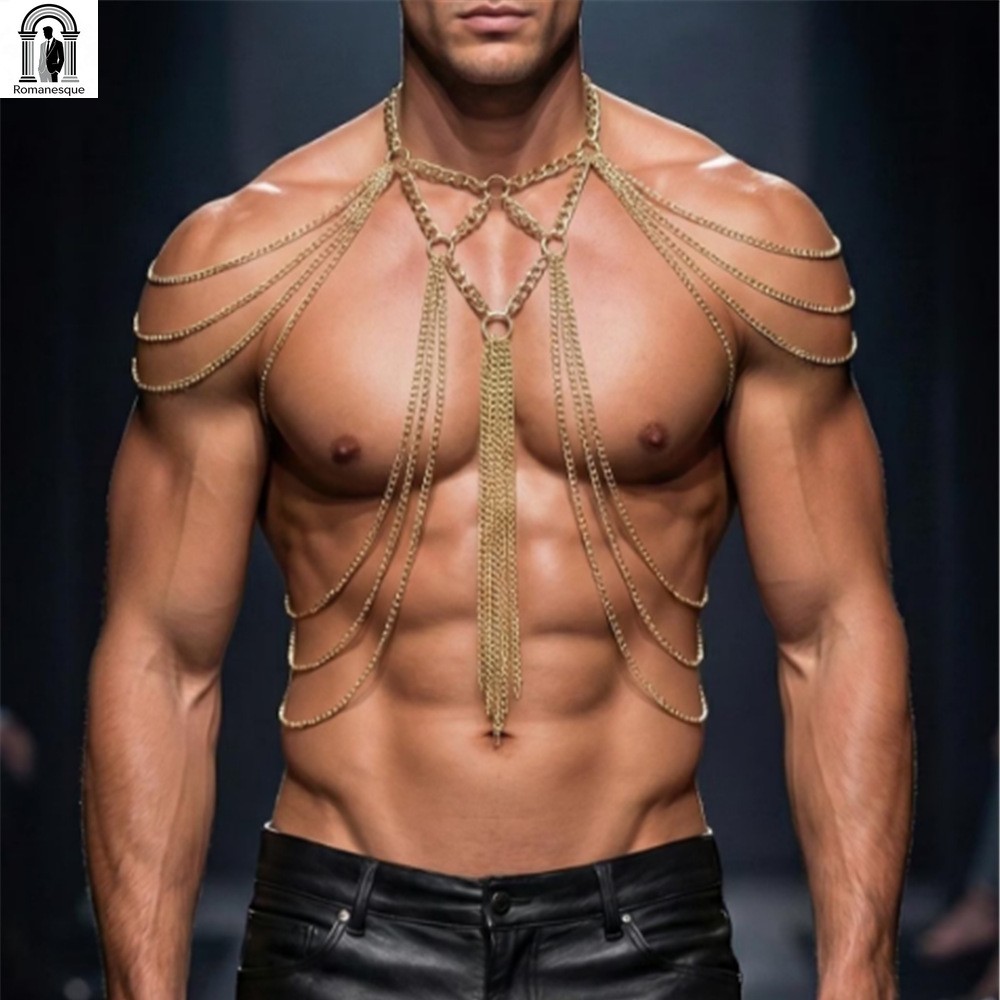 Men's Gold Multi-layer Body Ch - Body Jewelry Goth recension och pris