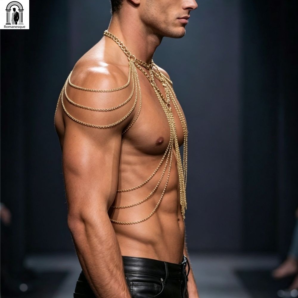 Men's Gold Multi-layer Body Ch - Body Jewelry Goth recension och pris