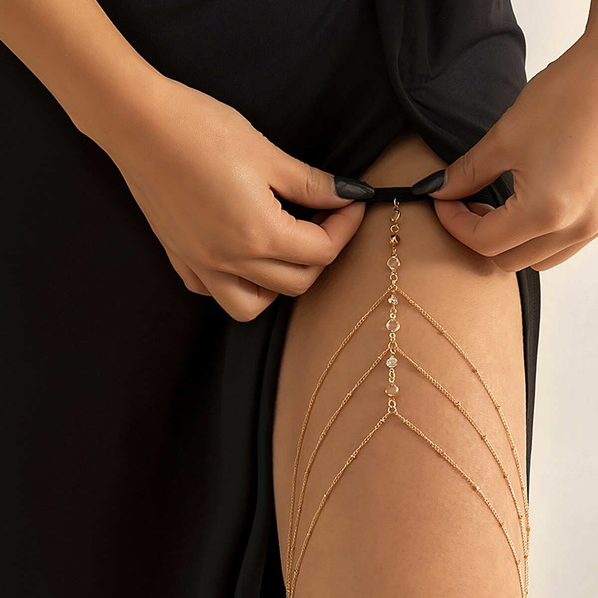 Boho Elastic Band Crystal Leg  - Body Jewelry Goth recension och pris