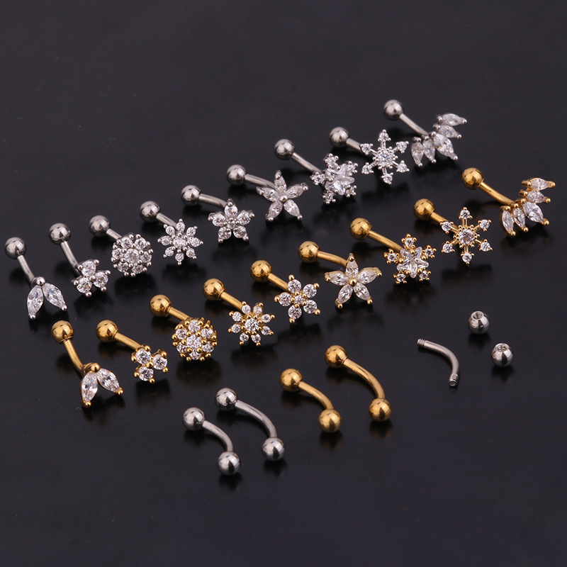 1Pc 1.2x8mm Eyebrow  Daith Snu - Eyebrow Curved Barbell recension och pris