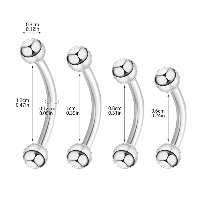 6PCS Stainless Steel Curved Ba - Eyebrow Curved Barbell recension och pris