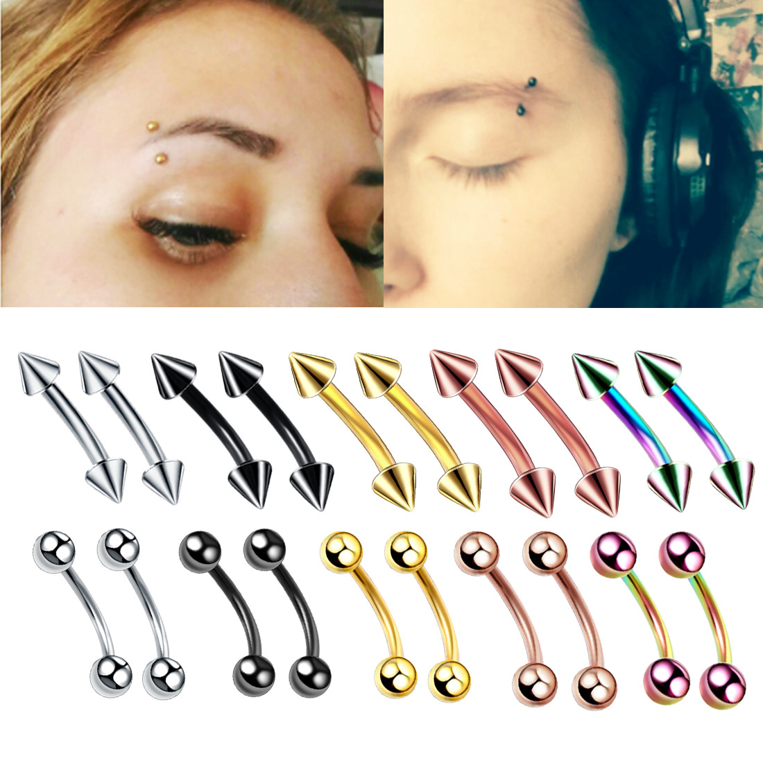 20pc/set Steel Eyebrow Banana  - Eyebrow Curved Barbell recension och pris