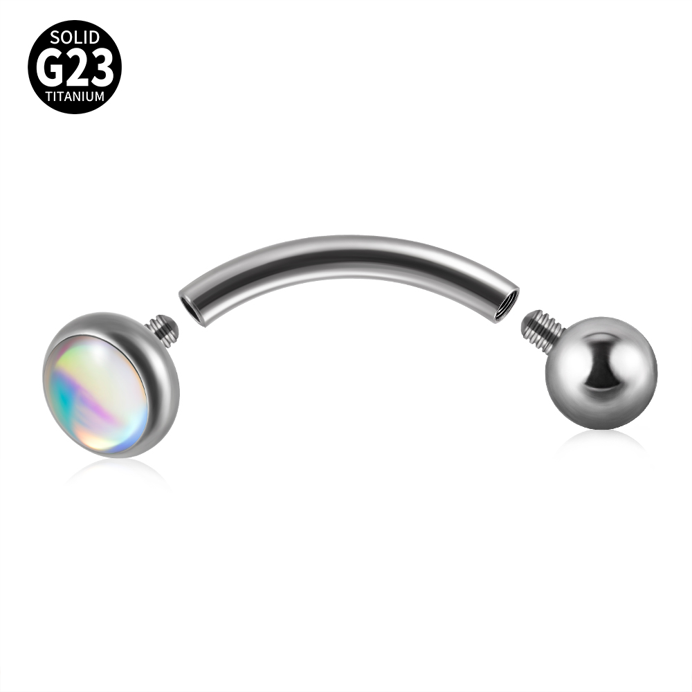 1PC G23 TItanium 16G Flash Gem - Eyebrow Curved Barbell recension och pris