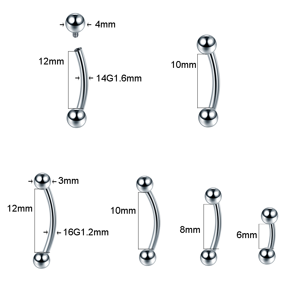 10Pcs/lot G23 Titanium Eyebrow - Eyebrow Curved Barbell recension och pris