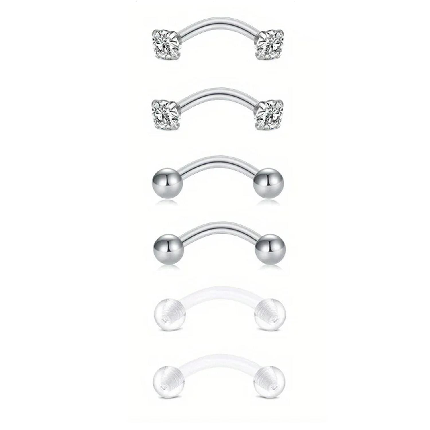 6pcs/Set Elegant Cute 16G Curv - Eyebrow Curved Barbell recension och pris
