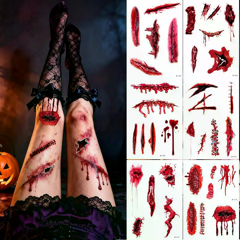 1 Sheets Halloween Scar Tattoo - Body Jewelry Tattoo recension och pris
