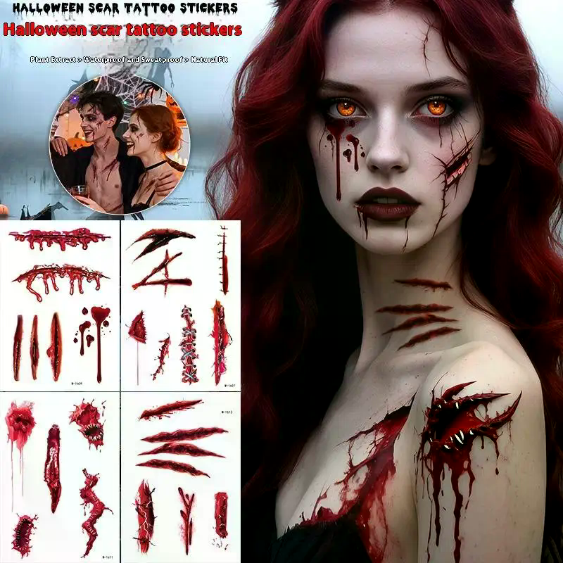 1 Sheets Halloween Scar Tattoo - Body Jewelry Tattoo recension och pris