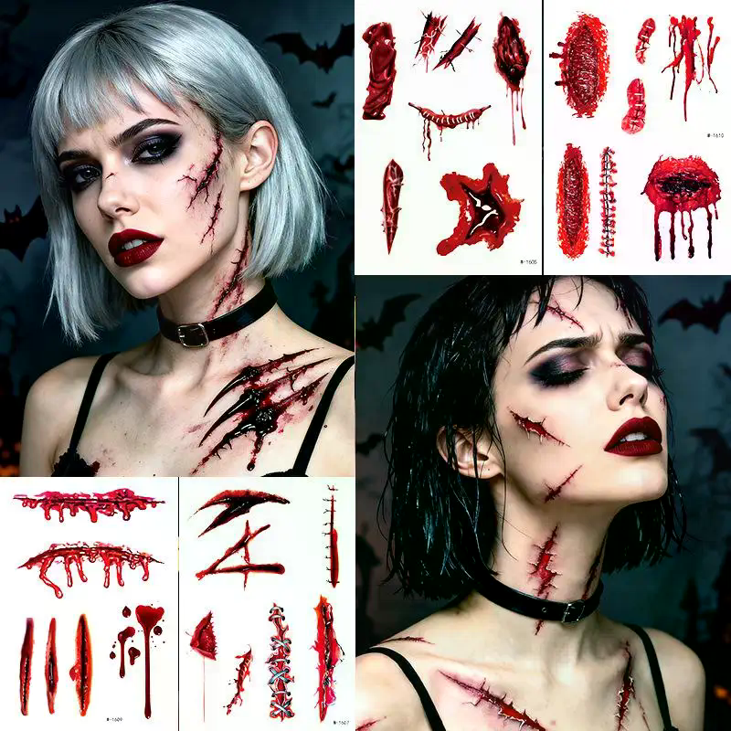 1 Sheets Halloween Scar Tattoo - Body Jewelry Tattoo recension och pris
