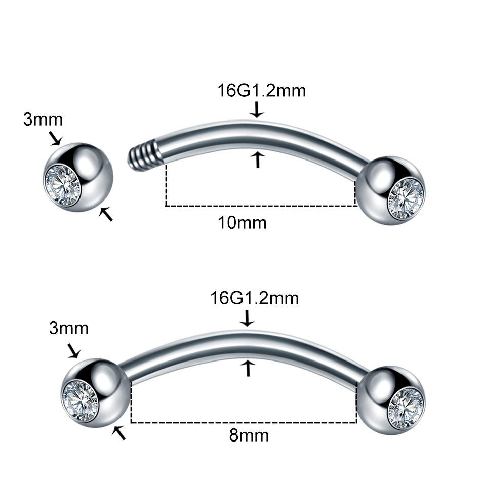 1PC Stainless Steel Crystal Ey - Eyebrow Curved Barbell recension och pris