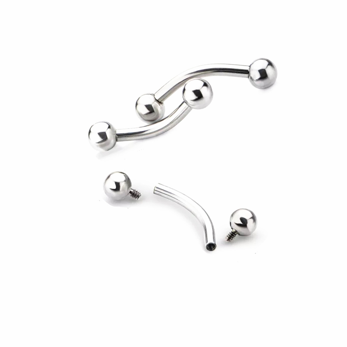 10 Pcs ASTM F136 Titanium 14G  - Eyebrow Curved Barbell recension och pris