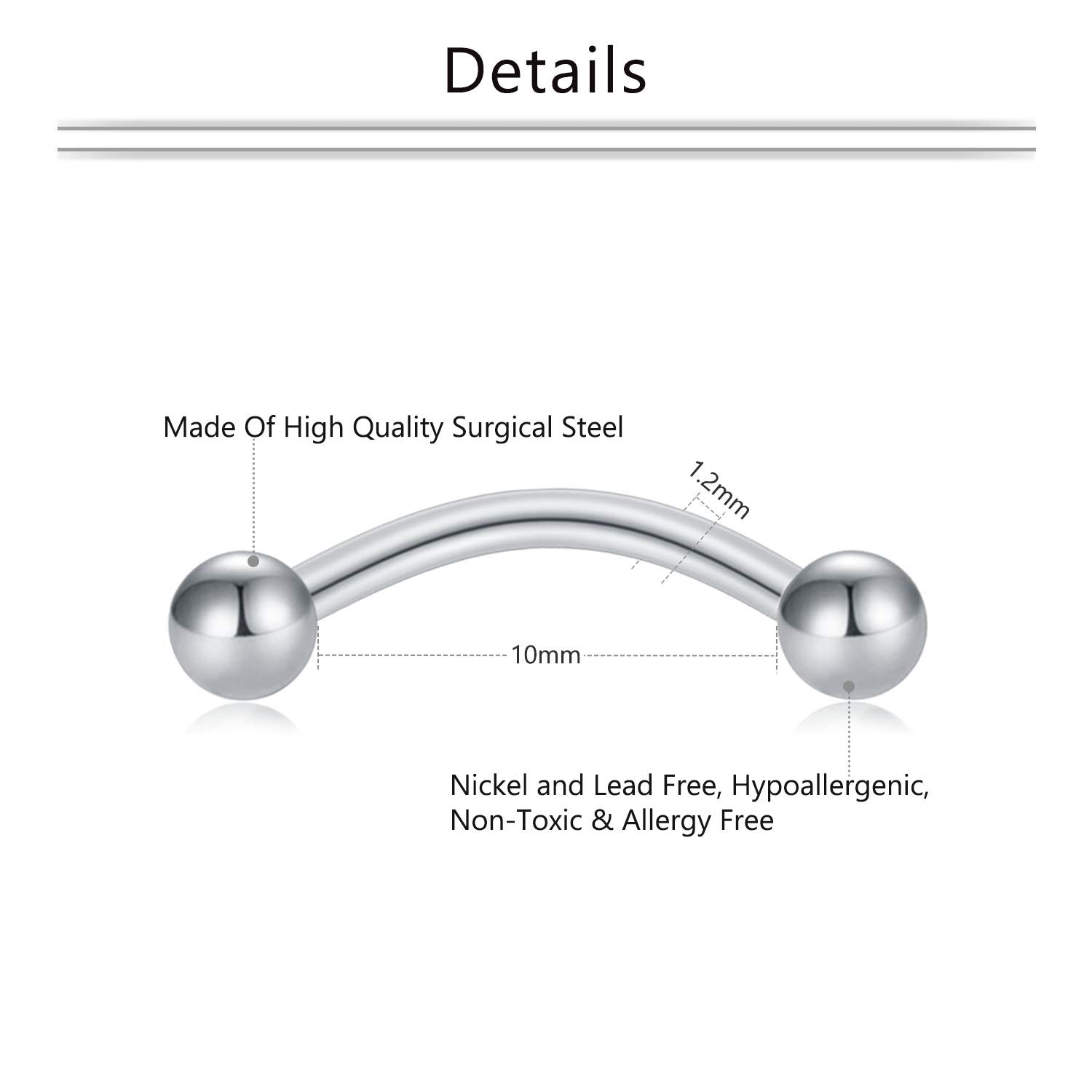 16G Clear Acrylic Bioflex Stai - Eyebrow Curved Barbell recension och pris