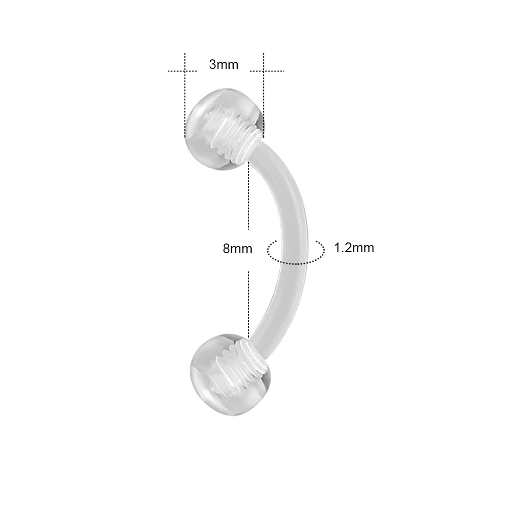 16G Clear Acrylic Bioflex Stai - Eyebrow Curved Barbell recension och pris