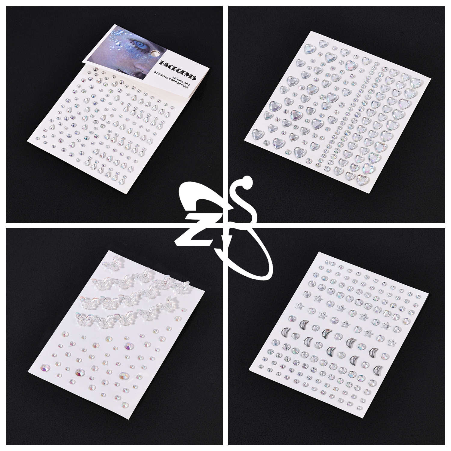 ZS 1 Set 3D Colorful Rhineston - Body Jewelry Tattoo recension och pris