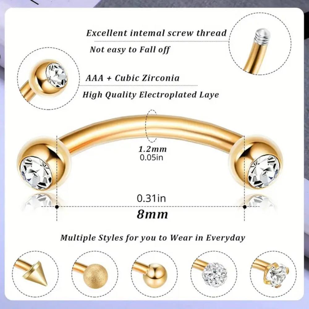 16G Stainless Steel Rook Pierc - Eyebrow Curved Barbell recension och pris