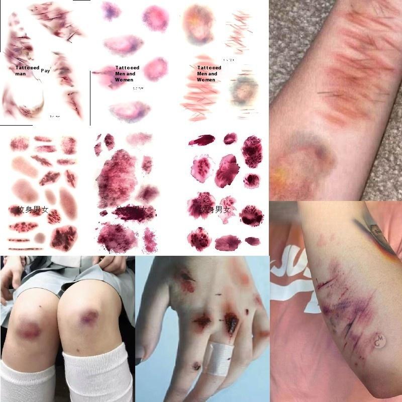 4 Sheets Halloween Wound Bruis - Body Jewelry Tattoo recension och pris