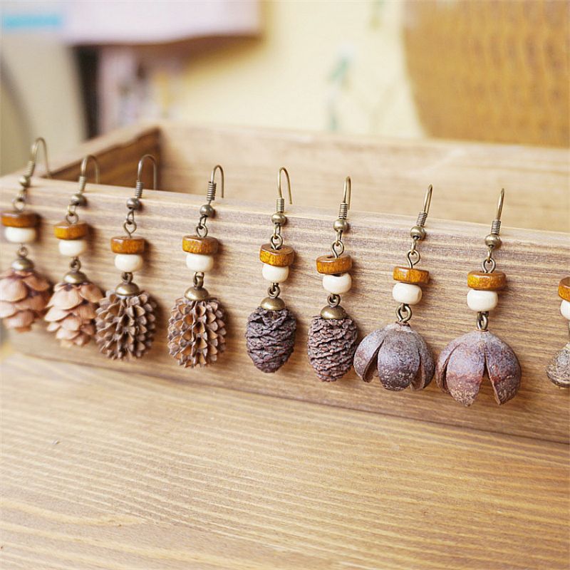 Vintage Wooden Plant Earring U - Body Jewelry Wholesale recension och pris