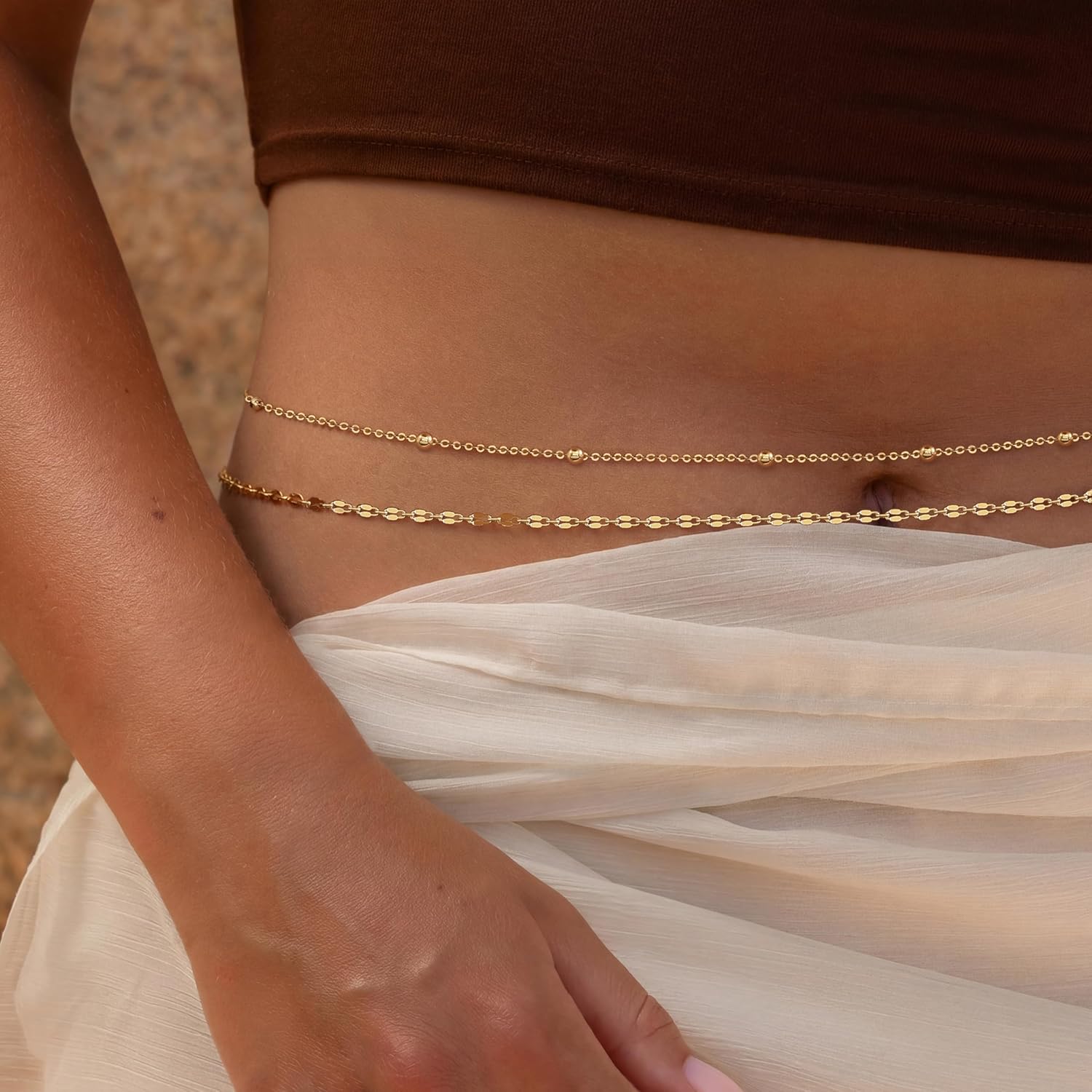 14K Gold Plated Waist Chain Wo - Body Jewelry In Bulk recension och pris